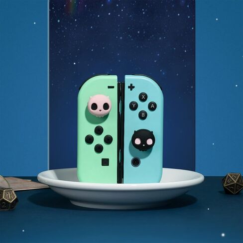 GeekShare Cute Silicone Joycon Thumb Grip Caps, Joystick Cover Compatible with Nintendo Switch / OLED / Switch Lite,4PCS -- Skull (Black & White) in Kuwait