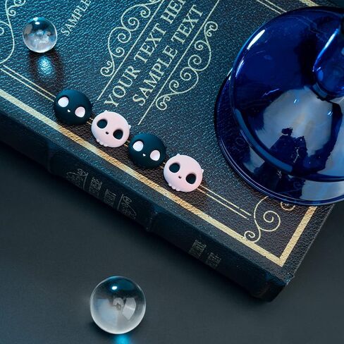 GeekShare Cute Silicone Joycon Thumb Grip Caps, Joystick Cover Compatible with Nintendo Switch / OLED / Switch Lite,4PCS -- Skull (Black & White) in Kuwait