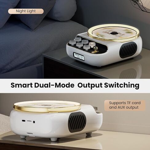 Retro Portable CD Players with Bluetooth Speakers, FM Radio, Night Light, LCD Display, 4000 mAh Battery, Vintage Radio Built in Dual Speakers Supports USB/AUX/Type-C for Home, Gifts (Wood) in Kuwait