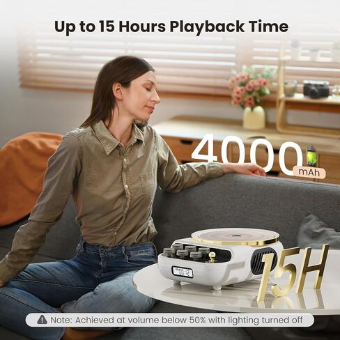 Retro Portable CD Players with Bluetooth Speakers, FM Radio, Night Light, LCD Display, 4000 mAh Battery, Vintage Radio Built in Dual Speakers Supports USB/AUX/Type-C for Home, Gifts (Wood) in Kuwait