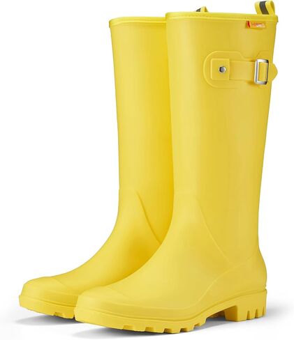 HISEA Women Rain Boots مقاومة للماء PVC Rubber Boot Tall Fashion Rainboots Matte Surface Rain Footwear للسيدات في الهواء الطلق المشي in Saudi Arabia