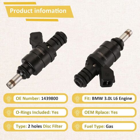 1439800 OE 3.0L Fuel Injectors,Compatible with/BMW 330i 330Ci 330Xi 2001-2006,Compatible with/BMW 3.0 530i X3 X5 Z3 Z4 |2 Holes| |Set of 6| in Saudi Arabia