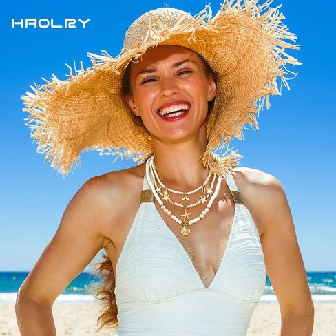 Shell Seashell Necklace for Women Adjustable Gold-Tone Boho Beach starfish Jewelry Layered Summer Charm in Saudi Arabia