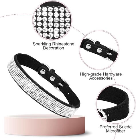 طوق الكلاب ، طوق الكلب من الكلاب بلينغ ، جلود جلدية قابلة للتعديل لترابط الكلاب للقطط الصغيرة المتوسطة كبيرة السلالات الكلاب ، الوردي in Kuwait