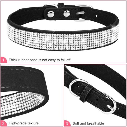 طوق الكلاب ، طوق الكلب من الكلاب بلينغ ، جلود جلدية قابلة للتعديل لترابط الكلاب للقطط الصغيرة المتوسطة كبيرة السلالات الكلاب ، الوردي in Kuwait