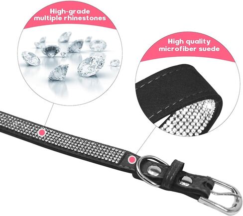 طوق الكلاب ، طوق الكلب من الكلاب بلينغ ، جلود جلدية قابلة للتعديل لترابط الكلاب للقطط الصغيرة المتوسطة كبيرة السلالات الكلاب ، الوردي in Kuwait