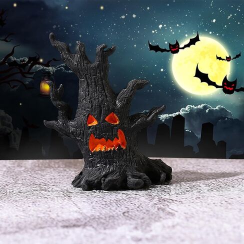 4 Pcs Halloween Haunted House Decorations, Resin Cute Halloween Figurines, Mini Spooky Table Craft Tree Demon Ornament for Party Home Garden Decor in Kuwait
