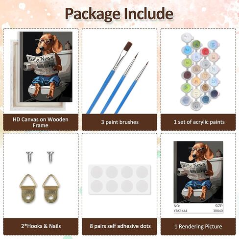 CEOVR Framed Paint by Numbers Kit for Adults, Dog Paint by Number on Canvas for Beginner, Box Package, Oil Painting Adult Crafts Kits Wall Decor for Home Office, 12x16In in Kuwait