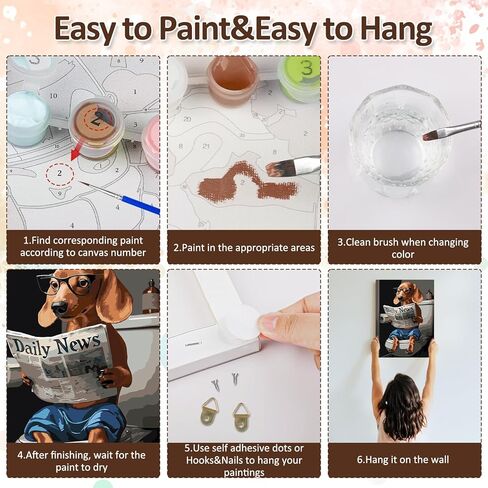 CEOVR Framed Paint by Numbers Kit for Adults, Dog Paint by Number on Canvas for Beginner, Box Package, Oil Painting Adult Crafts Kits Wall Decor for Home Office, 12x16In in Kuwait