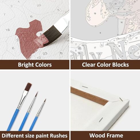 CEOVR Framed Paint by Numbers Kit for Adults, Dog Paint by Number on Canvas for Beginner, Box Package, Oil Painting Adult Crafts Kits Wall Decor for Home Office, 12x16In in Kuwait