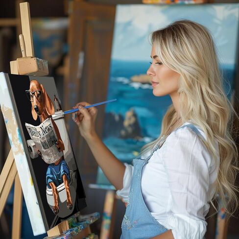 CEOVR Framed Paint by Numbers Kit for Adults, Dog Paint by Number on Canvas for Beginner, Box Package, Oil Painting Adult Crafts Kits Wall Decor for Home Office, 12x16In in Kuwait