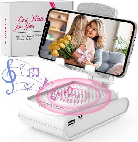 Gifts for Men, Cell Phone Stand with Wireless Bluetooth Speaker, Birthday Gifts for Boyfriend Him Husband Christmas, Stocking Stuffers for Adults, White Elephant Gifts for Adults in Saudi Arabia