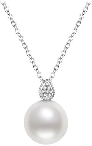 White Pearl Necklace for Women Natural Tahitian Pearls Necklace Sterling Silver/10K 14K 18K Gold, Wedding Birthday Anniversary Jewelry Gifts for Mom Women in Saudi Arabia
