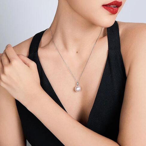 White Pearl Necklace for Women Natural Tahitian Pearls Necklace Sterling Silver/10K 14K 18K Gold, Wedding Birthday Anniversary Jewelry Gifts for Mom Women in Saudi Arabia