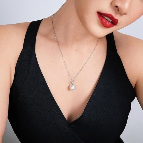 White Pearl Necklace for Women Natural Tahitian Pearls Necklace Sterling Silver/10K 14K 18K Gold, Wedding Birthday Anniversary Jewelry Gifts for Mom Women in Saudi Arabia