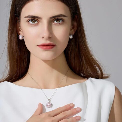 White Pearl Necklace for Women Natural Tahitian Pearls Necklace Sterling Silver/10K 14K 18K Gold, Wedding Birthday Anniversary Jewelry Gifts for Mom Women in Saudi Arabia