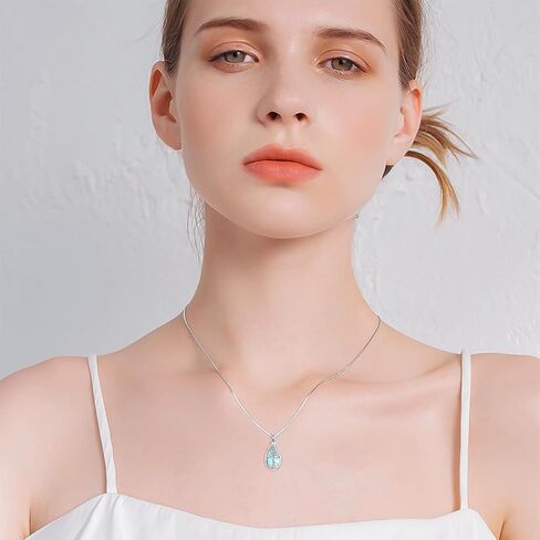 Toupop Teardrop Tree of Life Dur Necklace for Ashes 925 Sterling Silver Gemstone Tree of Life حرق مجوهرات مع هدايا المجوهرات التذكارية للحشو in Kuwait