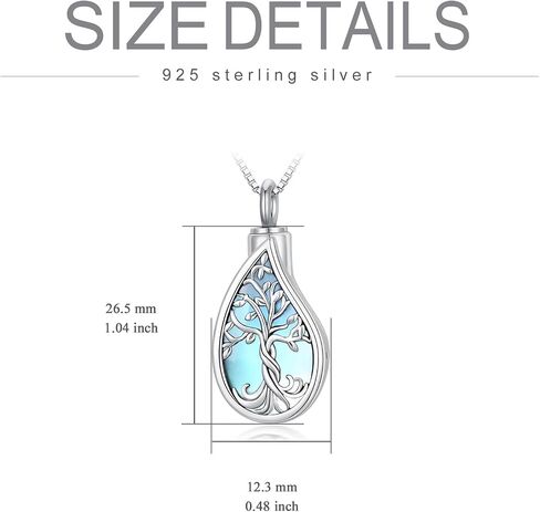 Toupop Teardrop Tree of Life Dur Necklace for Ashes 925 Sterling Silver Gemstone Tree of Life حرق مجوهرات مع هدايا المجوهرات التذكارية للحشو in Kuwait
