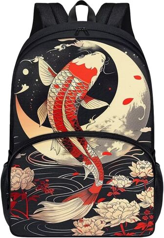 Bass Fish Us Flag Print Print's Kid Backpack 17 Inge Bare Book Back Bags Portable Captop Bag مع جيوب جانبية in Kuwait