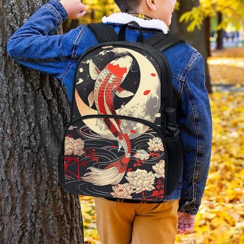 Bass Fish Us Flag Print Print's Kid Backpack 17 Inge Bare Book Back Bags Portable Captop Bag مع جيوب جانبية in Kuwait