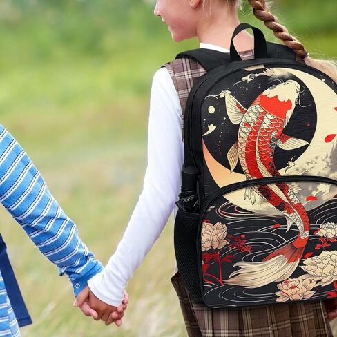 Bass Fish Us Flag Print Print's Kid Backpack 17 Inge Bare Book Back Bags Portable Captop Bag مع جيوب جانبية in Kuwait