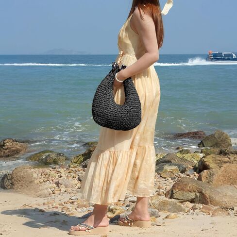 Freie Liebe Summer Straw Hobo حقيبة يد للنساء 2025 Raffia Beach Vacation Bag Bag in Kuwait