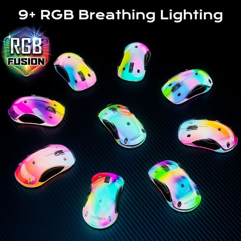 memzuoix 2.4G Aesthetic Wireless Mouse - Customizable Covers & LED Mood Lighting - Rechargeable Ergonomic Design, 5 Buttons, 1200 DPI for Office, Laptop, Mac - White in Kuwait
