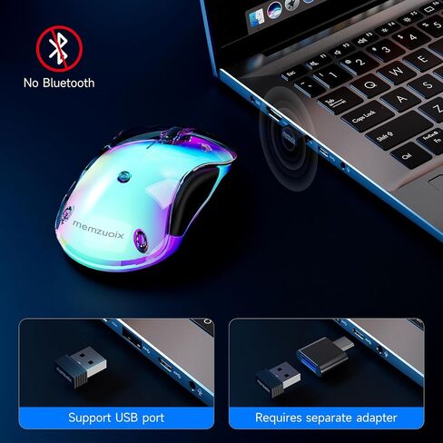 memzuoix 2.4G Aesthetic Wireless Mouse - Customizable Covers & LED Mood Lighting - Rechargeable Ergonomic Design, 5 Buttons, 1200 DPI for Office, Laptop, Mac - White in Kuwait
