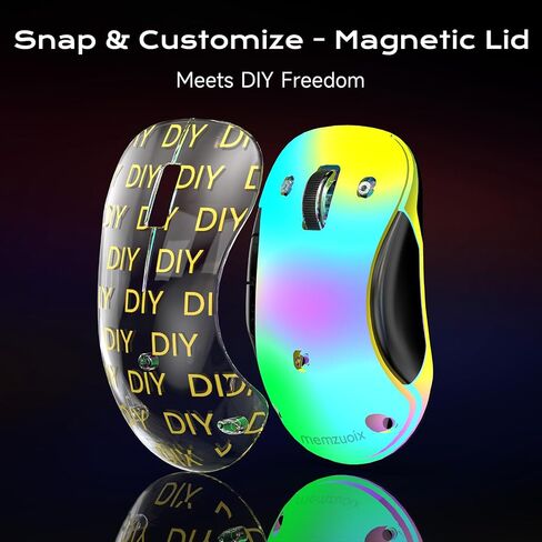 memzuoix 2.4G Aesthetic Wireless Mouse - Customizable Covers & LED Mood Lighting - Rechargeable Ergonomic Design, 5 Buttons, 1200 DPI for Office, Laptop, Mac - White in Kuwait