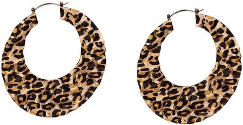 Leopard Print Earrings for Women Vintage Leopards Print Hoop Earrings 90s Large Bamboo Hoop Earrings Hypoallergenic Statement Hoop Earring Trendy Birthday Party Wedding Jewelry in Kuwait