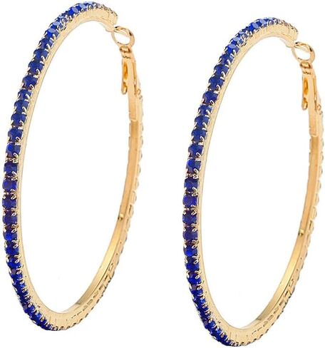 60mm Rhinestone Big Hoop Earrings for Women Hypoallergenic Large Cubic Zirconia Hoops Huggie Sparkly CZ Crystal Gold Plated Women's Loop Earring Fashion Classic Jewelry for Party Dance in Saudi Arabia