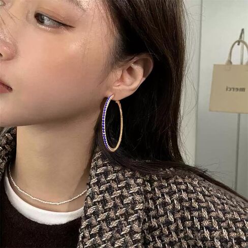 60mm Rhinestone Big Hoop Earrings for Women Hypoallergenic Large Cubic Zirconia Hoops Huggie Sparkly CZ Crystal Gold Plated Women's Loop Earring Fashion Classic Jewelry for Party Dance in Saudi Arabia