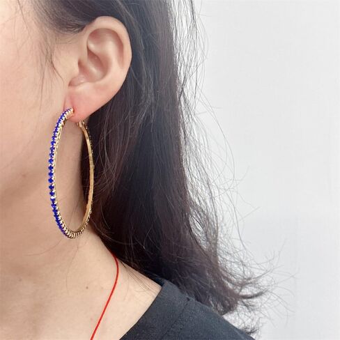 60mm Rhinestone Big Hoop Earrings for Women Hypoallergenic Large Cubic Zirconia Hoops Huggie Sparkly CZ Crystal Gold Plated Women's Loop Earring Fashion Classic Jewelry for Party Dance in Saudi Arabia