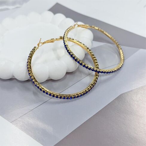 60mm Rhinestone Big Hoop Earrings for Women Hypoallergenic Large Cubic Zirconia Hoops Huggie Sparkly CZ Crystal Gold Plated Women's Loop Earring Fashion Classic Jewelry for Party Dance in Saudi Arabia