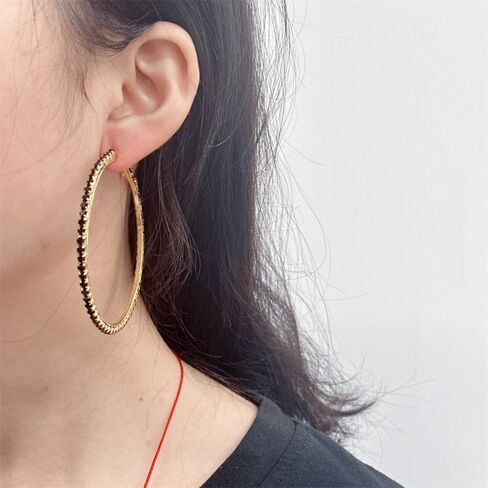 60 ملم أقراط راينستون كبيرة للأقراط للنساء Hypoallergenic كبير الزركونيا الأطواق Huggie Sparkly CZ Gold Gold Plated Women's Mashing Mashing Modern for Party Dance in Kuwait