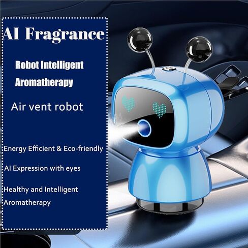 Robot Intelligent Aromatherapy Machine, Smart Cute Robot Car Air Freshener, Fine Spray/Fillable/Four-Gear Adjustment/Vibration Sensing/On-Off/Large Capacity Long-Lasting Fragrance/V3 (Black, Cologne) in Saudi Arabia