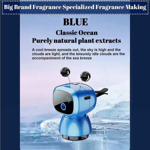 Robot Intelligent Aromatherapy Machine, Smart Cute Robot Car Air Freshener, Fine Spray/Fillable/Four-Gear Adjustment/Vibration Sensing/On-Off/Large Capacity Long-Lasting Fragrance/V3 (Black, Cologne) in Saudi Arabia
