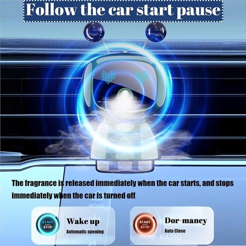 Robot Intelligent Aromatherapy Machine, Smart Cute Robot Car Air Freshener, Fine Spray/Fillable/Four-Gear Adjustment/Vibration Sensing/On-Off/Large Capacity Long-Lasting Fragrance/V3 (Black, Cologne) in Saudi Arabia