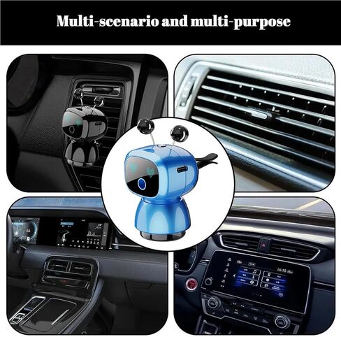 Robot Intelligent Aromatherapy Machine, Smart Cute Robot Car Air Freshener, Fine Spray/Fillable/Four-Gear Adjustment/Vibration Sensing/On-Off/Large Capacity Long-Lasting Fragrance/V3 (Black, Cologne) in Saudi Arabia