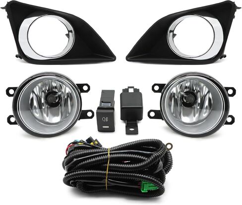 Fog Light Assembly Compatible with Corolla 2009-2010 Fog Lamp w/H11 12V 55W Halogen Bulbs & Bezels & Harness & Switch in Saudi Arabia