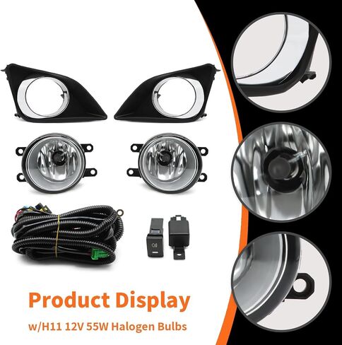 Fog Light Assembly Compatible with Corolla 2009-2010 Fog Lamp w/H11 12V 55W Halogen Bulbs & Bezels & Harness & Switch in Saudi Arabia