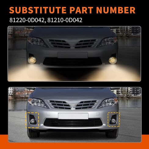 Fog Light Assembly Compatible with Corolla 2009-2010 Fog Lamp w/H11 12V 55W Halogen Bulbs & Bezels & Harness & Switch in Saudi Arabia