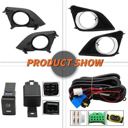 Fog Light Assembly Compatible with Corolla 2009-2010 Fog Lamp w/H11 12V 55W Halogen Bulbs & Bezels & Harness & Switch in Saudi Arabia
