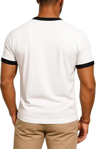 JustBlanks Mens Cotton T-Shirt for Men Short Sleeves Men's t-Shirt Crew T-Shirt Crewneck Tee Ringer T Shirt in Saudi Arabia