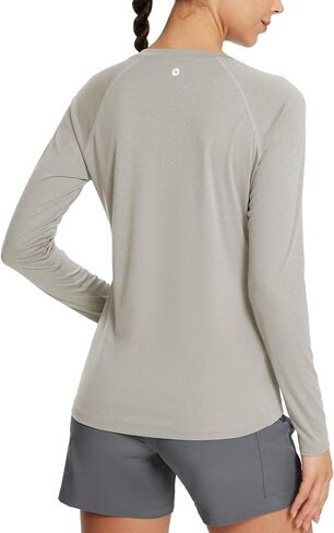 baleaf Women's Running Long Sleeve Shirts Athletic T Shirts Workout Tops Quick Dry Moisture Wicking for Exercise Gym Sports Yoga Heather Khaki S in Saudi Arabia