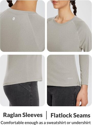 baleaf Women's Running Long Sleeve Shirts Athletic T Shirts Workout Tops Quick Dry Moisture Wicking for Exercise Gym Sports Yoga Heather Khaki S in Saudi Arabia