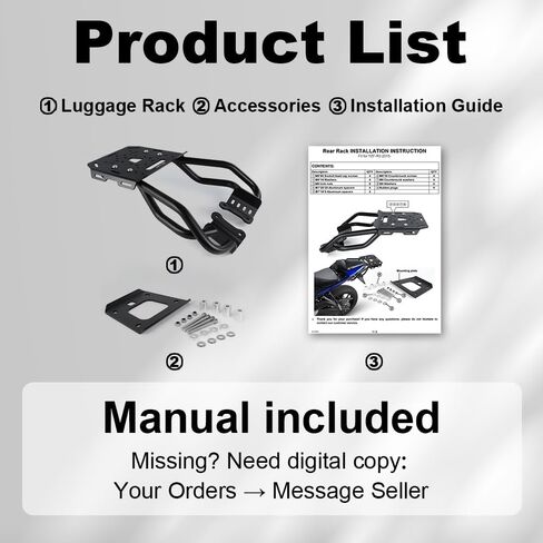 Xitomer Luggage Rack Compatible with YZF-R3 2015-2025, YZF R25 2014-2024, MT-25 MT 03 2015-2025 Rear Rack Motorcycle Carrier Enduro Cargo Rack in Saudi Arabia