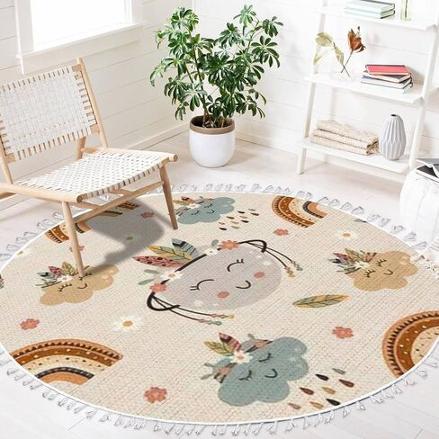Round Boho Area Rug Choose Kindness Colorful Rainbow Be Kind Motivational Carpet with Tassels Meditation Rug Washable Hallway Floor Mat Runner Rugs for Bedroom Playroom Nursery Decor 4 ft in Saudi Arabia