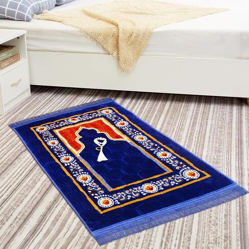 Prayer Rug Muslim Mat Islamic - Padded Very Thick Prayer Rug Sajadah for Men Women with Islam Prayer Beads, Soft and Luxury (31.5" x 47.2", Grey) in Saudi Arabia