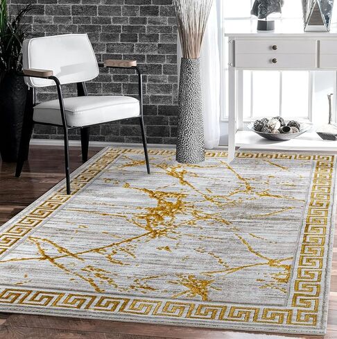 GLORY RUGS Area Rugs Marble 8x10 Cream Gold Carpet Modern Abstract Rug Living Room Dining Bedroom Rug in Kuwait